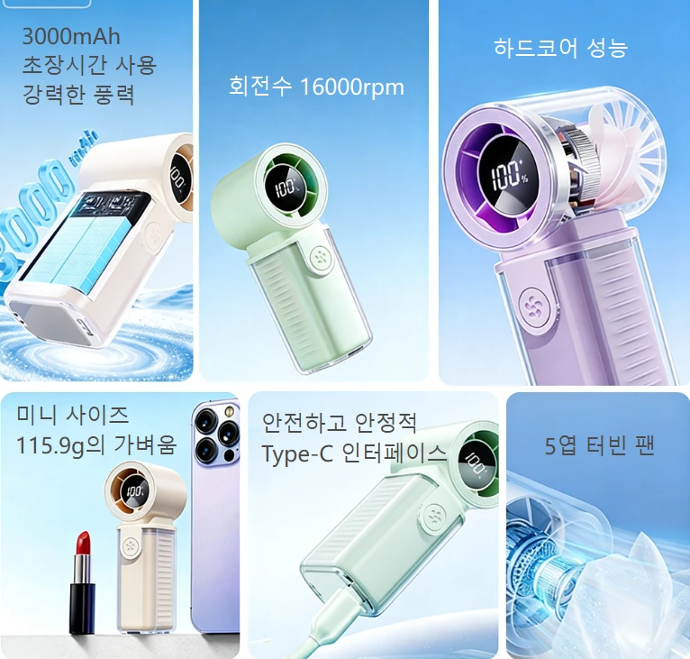 핸드헬드 미니 고속 선풍기｜손바닥 크기의 냉각 신기술, 작은 부피에 큰 에너지 폭발