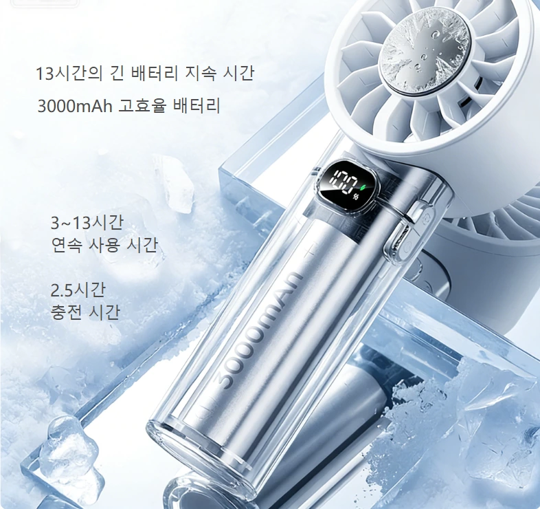 고속 아이스쿨링 핸드헬드 선풍기｜100단계 무단 변속+스마트 디스플레이, 휴대용 초강력 냉각 신기준