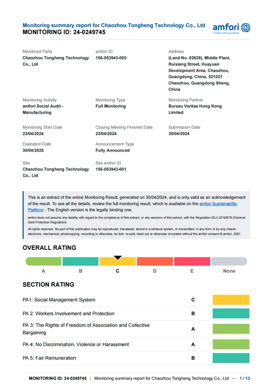 BSCI Audited Factory